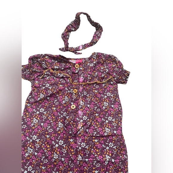 Penelope Mack 12M girl Floral Jumpsuit with headband. Color: purple. - Picture 2 of 6